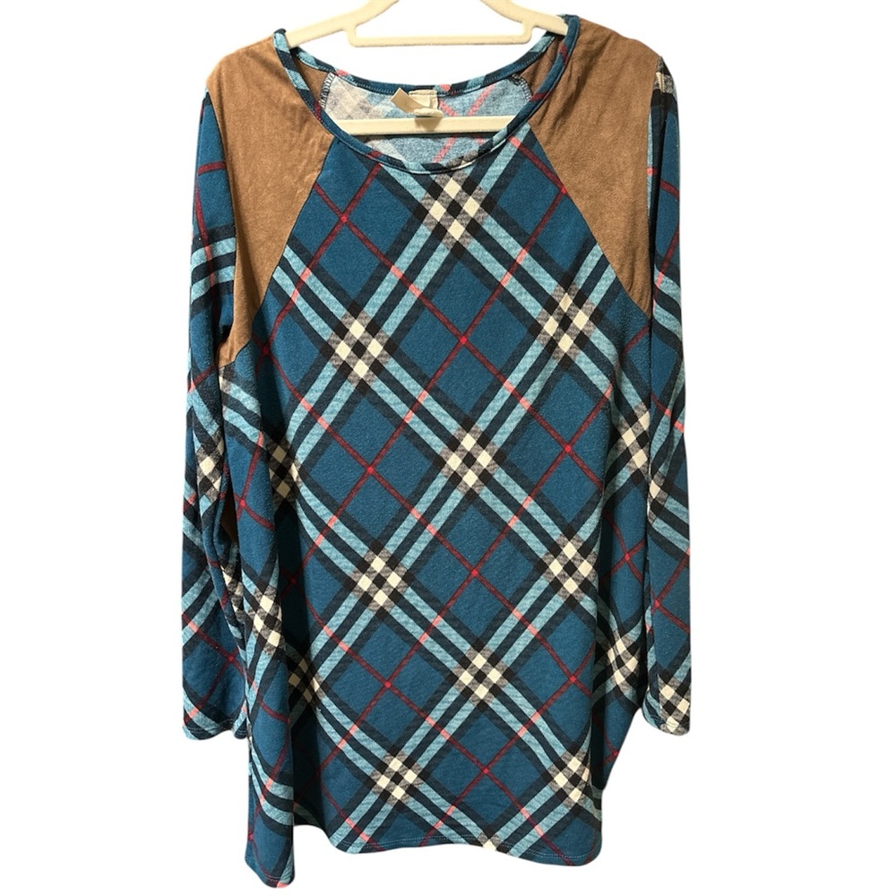 LilyPad Ladies Top Plaid Tunic Blouse Size 2X